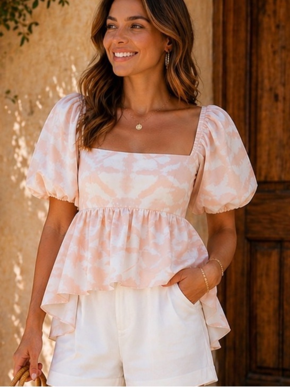 Sachin & Babi Shell Pink‎ Shibori Lindsay Top